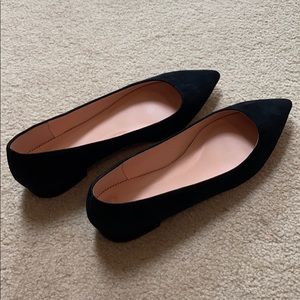 Black suede JCrew flats, size 8